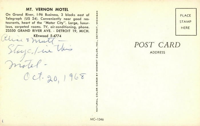 Mt. Vernon Motel - Old Postcard (newer photo)